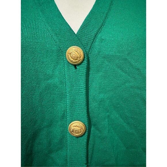 St. John Green jacket sweater with sailboat logo gold front buttons P - Picture 9 of 14
